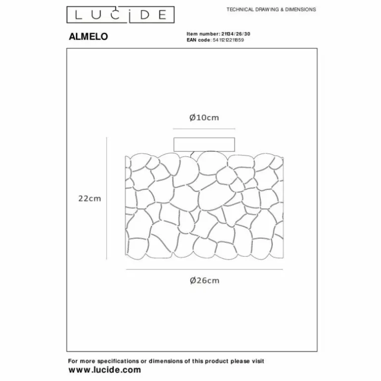 ALMELO Plafonnier Luminaires Lucide Noir, 1 lumière