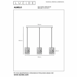 ALMELO Suspension Luminaires Lucide Noir, 3 lumières