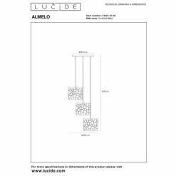 ALMELO Suspension Luminaires Lucide Noir, 3 lumières