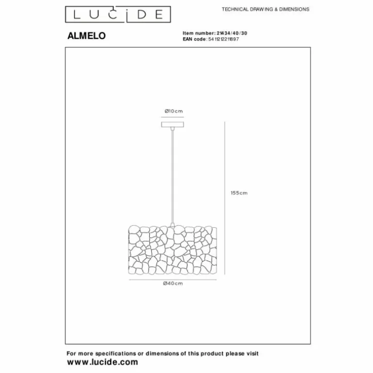 ALMELO Suspension Luminaires Lucide Noir, 1 lumière