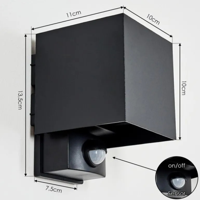 Almodofa Lampe murale d´extérieur, Luminaire Up & Down Noir, 1 lumière, Détecteur de mouvement