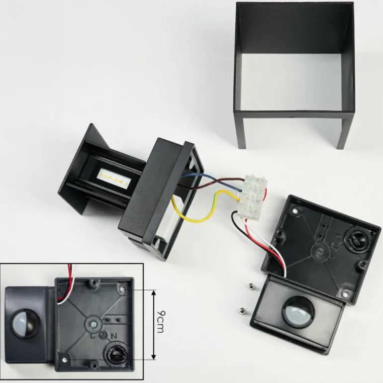 Almodofa Lampe murale d´extérieur, Luminaire Up & Down Noir, 1 lumière, Détecteur de mouvement