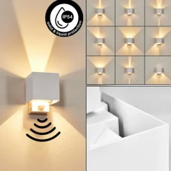 Almodofa Lampe murale d´extérieur, Luminaire Up & Down Blanc, 1 lumière, Détecteur de mouvement