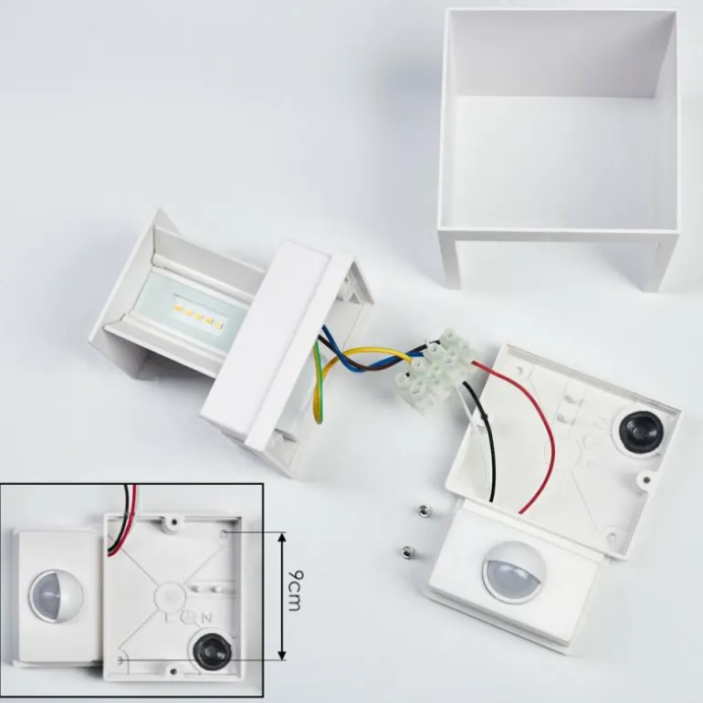 Almodofa Lampe murale d´extérieur, Luminaire Up & Down Blanc, 1 lumière, Détecteur de mouvement