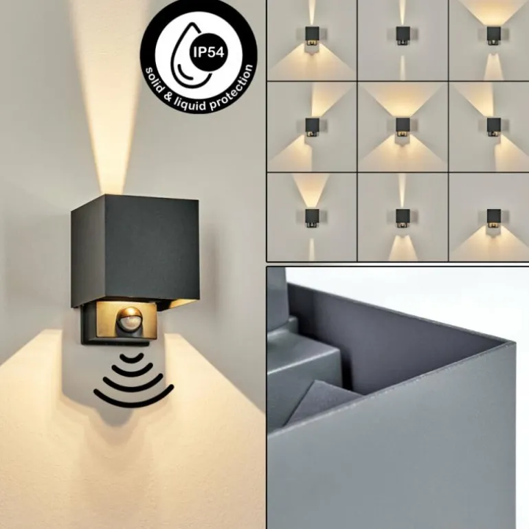 Almodofa Lampe murale d´extérieur, Luminaire Up & Down Anthracite, 1 lumière, Détecteur de mouvement