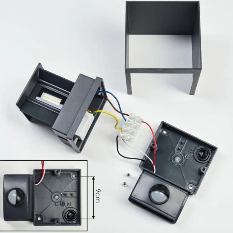 Almodofa Lampe murale d´extérieur, Luminaire Up & Down Anthracite, 1 lumière, Détecteur de mouvement