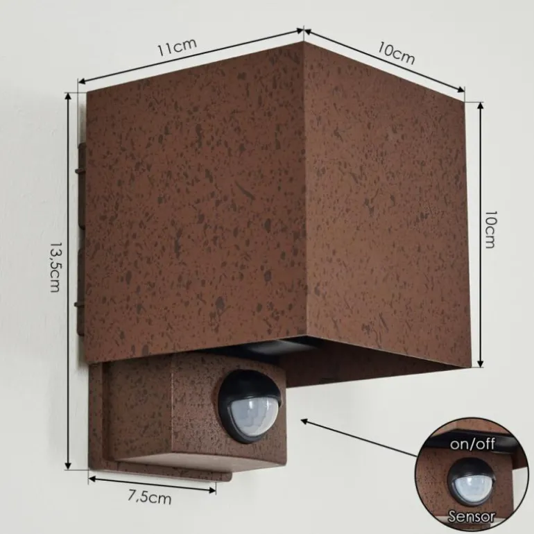 Almodofa Lampe murale d´extérieur, Luminaire Up & Down Rouille, 1 lumière, Détecteur de mouvement