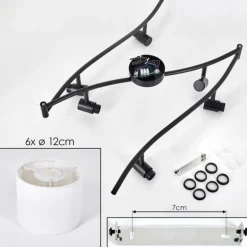 Alsen Plafonnier Noir, 6 lumières