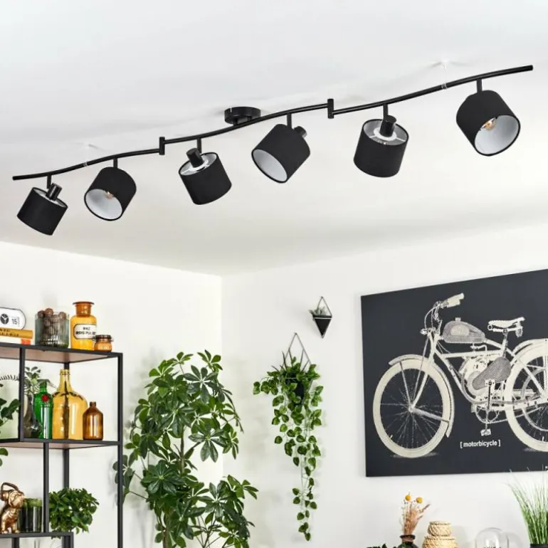 Alsen Plafonnier Noir, 6 lumières