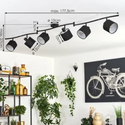 Alsen Plafonnier Noir, 6 lumières