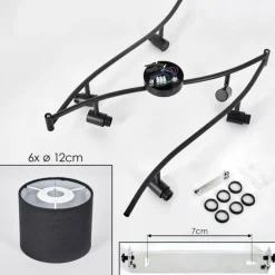 Alsen Plafonnier Noir, 6 lumières