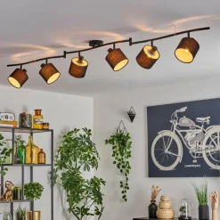 Alsen Plafonnier Noir, 6 lumières