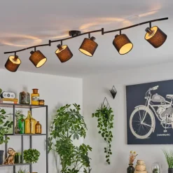 Alsen Plafonnier Noir, 6 lumières