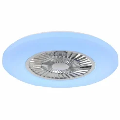 Alva Ventilateur de plafond lumineux Luminaires Globo Lighting LED Blanc, 1 lumière, Télécommandes, Changeur de couleurs