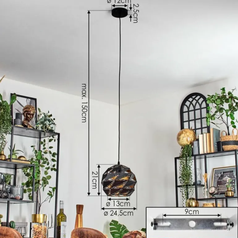 Alven Suspension, Suspension Noir, 1 lumière