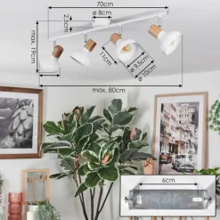 Alyra Plafonnier, Spot de plafond Blanc, 4 lumières