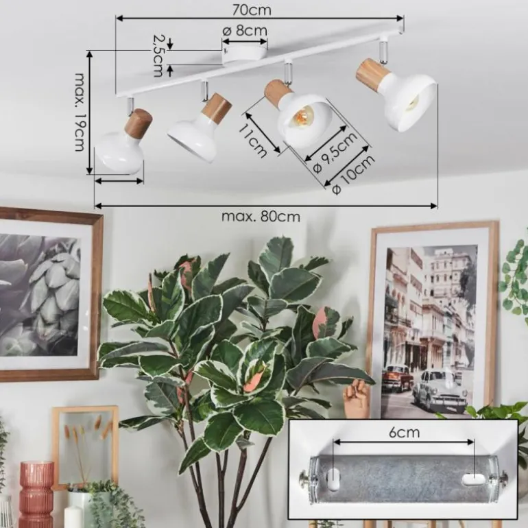 Alyra Plafonnier, Spot de plafond Blanc, 4 lumières