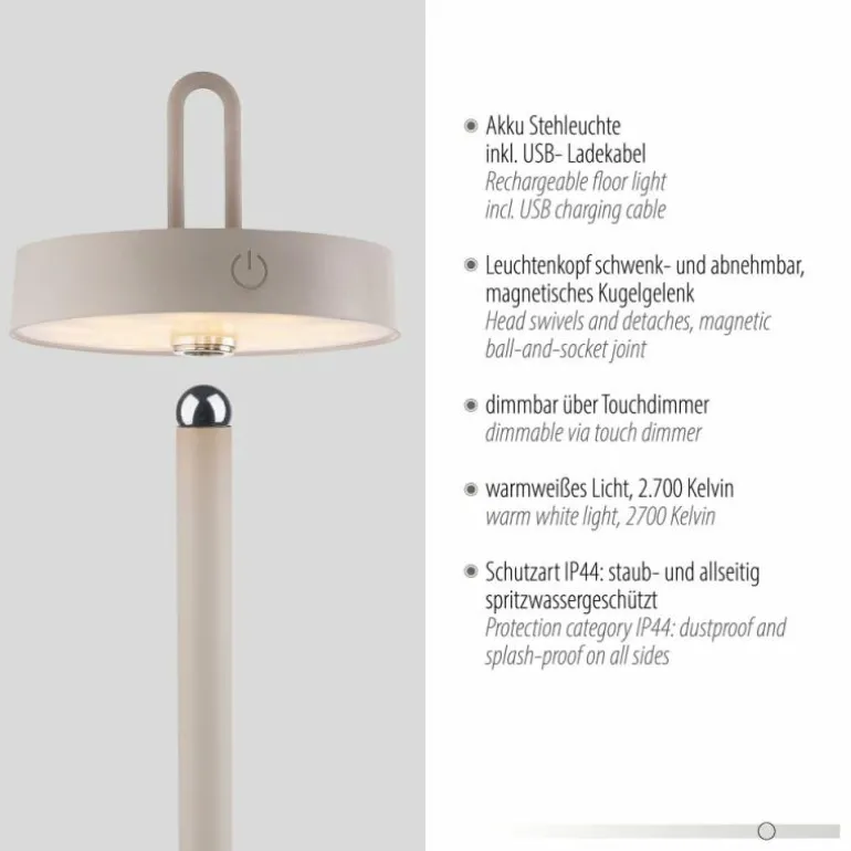 AMAG Lampadaire Luminaires Leuchten Direkt LED Gris, 1 lumière
