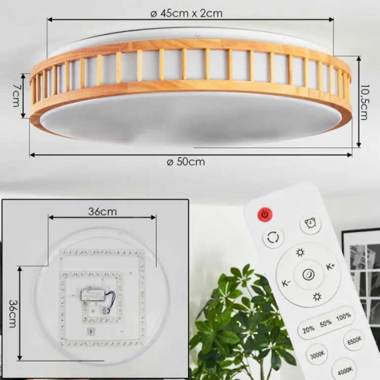 Amarelos Plafonnier LED Écru, Blanc, 1 lumière, Télécommandes