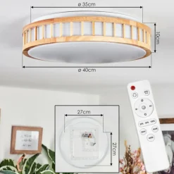 Amarelos Plafonnier, Panel LED Blanc, 1 lumière, Télécommandes