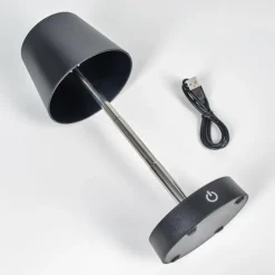 Amien Lampe de table d'extérieur, Lampe à poser LED Noir, Argenté, 1 lumière