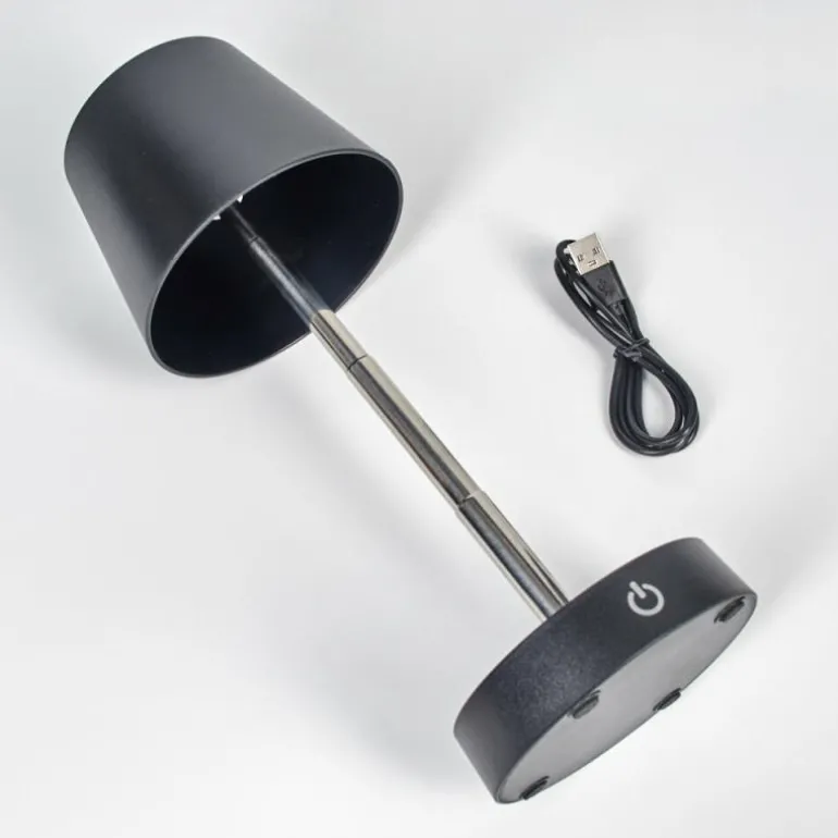 Amien Lampe de table d'extérieur, Lampe à poser LED Noir, Argenté, 1 lumière