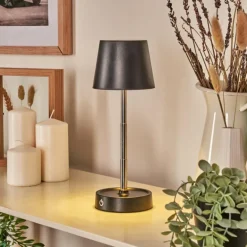 Amien Lampe de table d'extérieur, Lampe à poser LED Noir, Argenté, 1 lumière