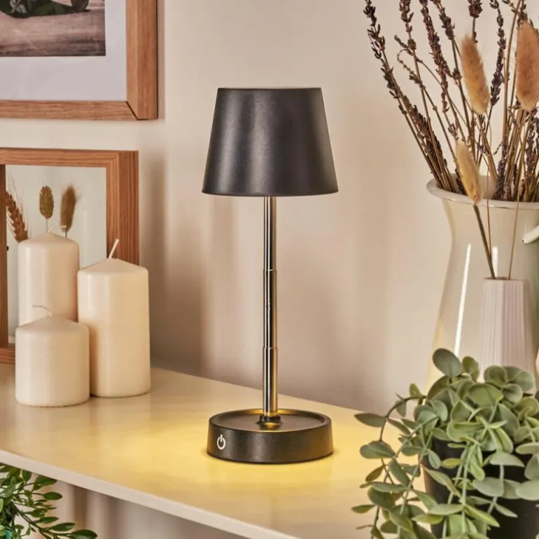 Amien Lampe de table d'extérieur, Lampe à poser LED Noir, Argenté, 1 lumière