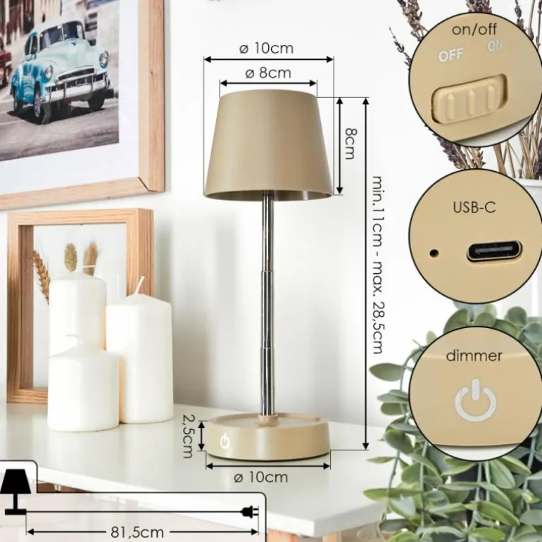 Amien Lampe de table d'extérieur, Lampe à poser LED Sable, Argenté, 1 lumière