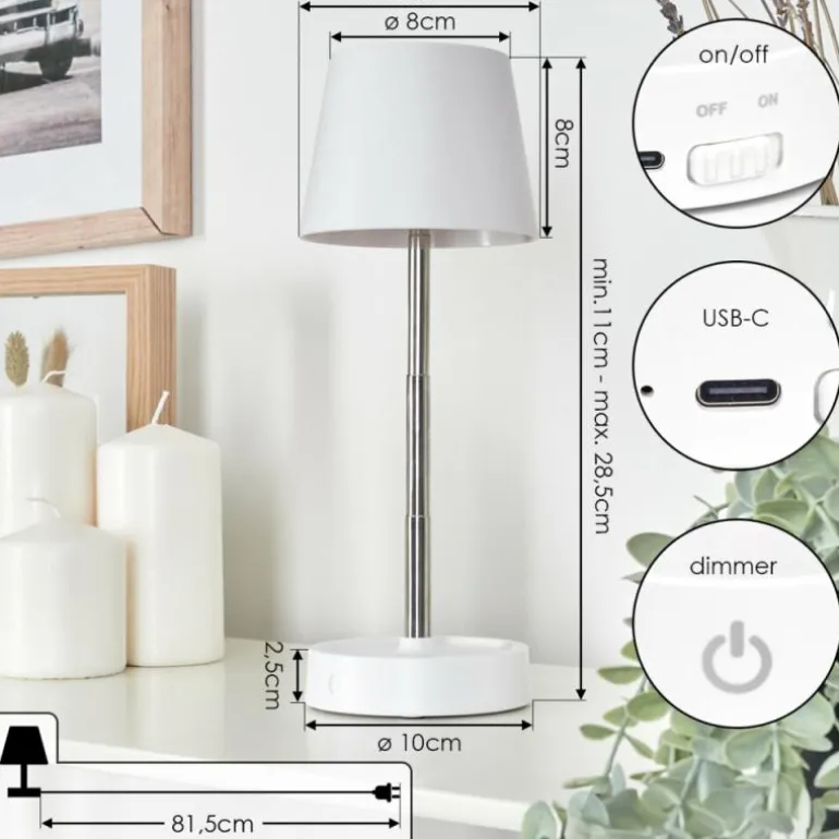 Amien Lampe de table d'extérieur, Lampe à poser LED Argenté, Blanc, 1 lumière