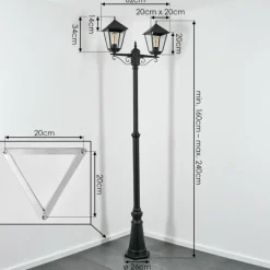 Anfei Eclairage de chemin Noir, 2 lumières