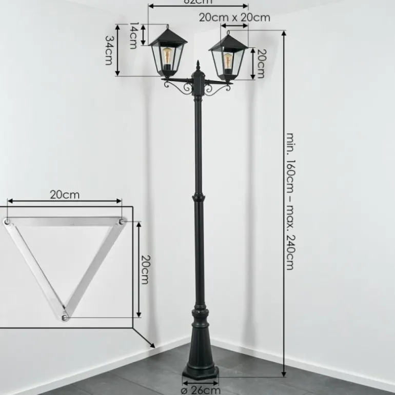 Anfei Eclairage de chemin Noir, 2 lumières