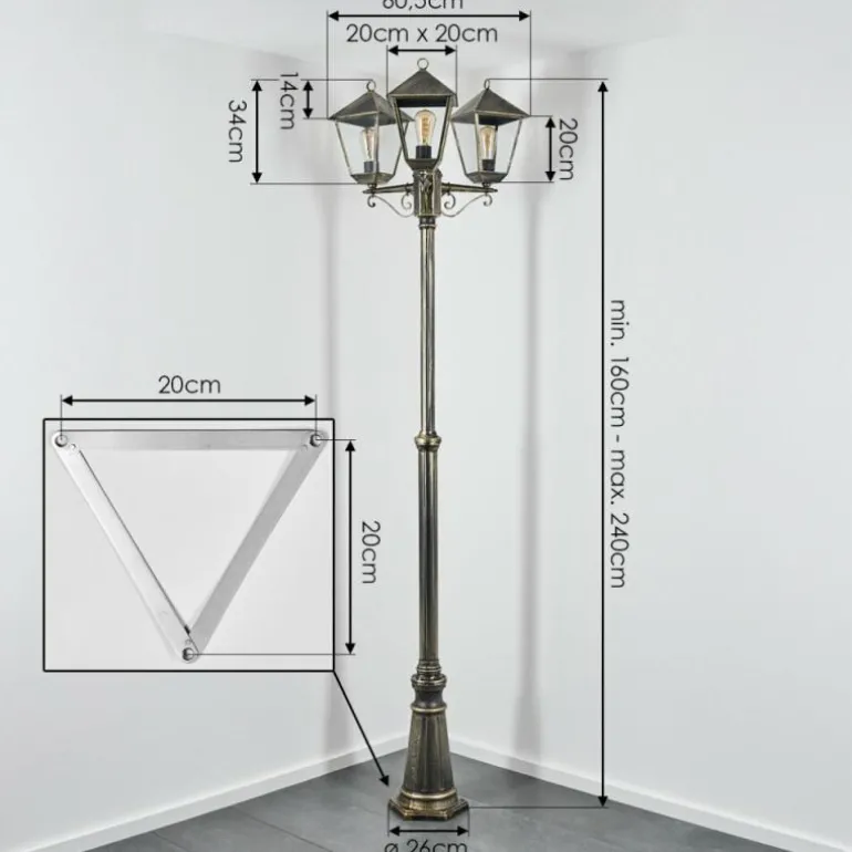 Anfei Eclairage de chemin Or, Noir, 3 lumières