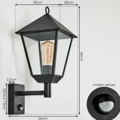 Anfei Lampe murale d´extérieur Noir, 1 lumière, Détecteur de mouvement