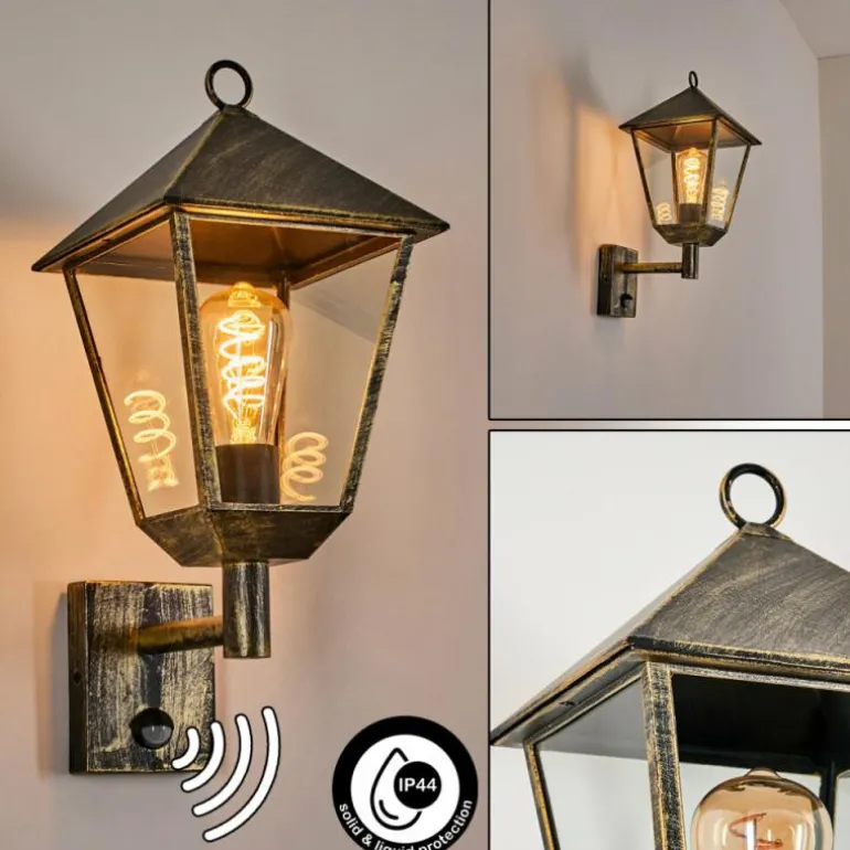 Anfei Lampe murale d´extérieur Or, Noir, 1 lumière, Détecteur de mouvement