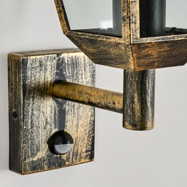 Anfei Lampe murale d´extérieur Or, Noir, 1 lumière, Détecteur de mouvement