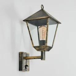 Anfei Lampe murale d´extérieur Or, Noir, 1 lumière, Détecteur de mouvement