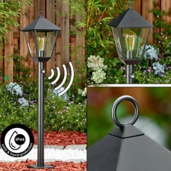 Anfei Luminaire extérieur, Eclairage de chemin Noir, 1 lumière, Détecteur de mouvement