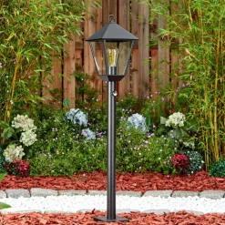 Anfei Luminaire extérieur, Eclairage de chemin Noir, 1 lumière, Détecteur de mouvement