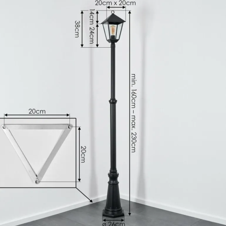 Anfei Luminaire extérieur, Réverbère, Eclairage de chemin Noir, 1 lumière