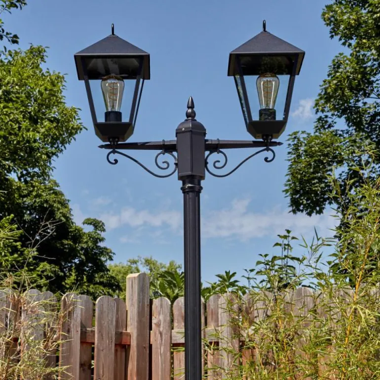 Anfei Luminaire extérieur, Réverbère, Eclairage de chemin Noir, 2 lumières