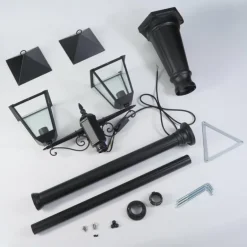 Anfei Luminaire extérieur, Réverbère, Eclairage de chemin Noir, 2 lumières