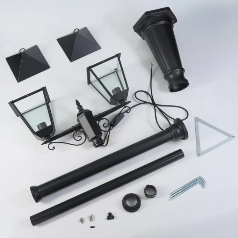 Anfei Luminaire extérieur, Réverbère, Eclairage de chemin Noir, 2 lumières