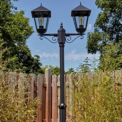 Anfei Luminaire extérieur, Réverbère, Eclairage de chemin Noir, 2 lumières
