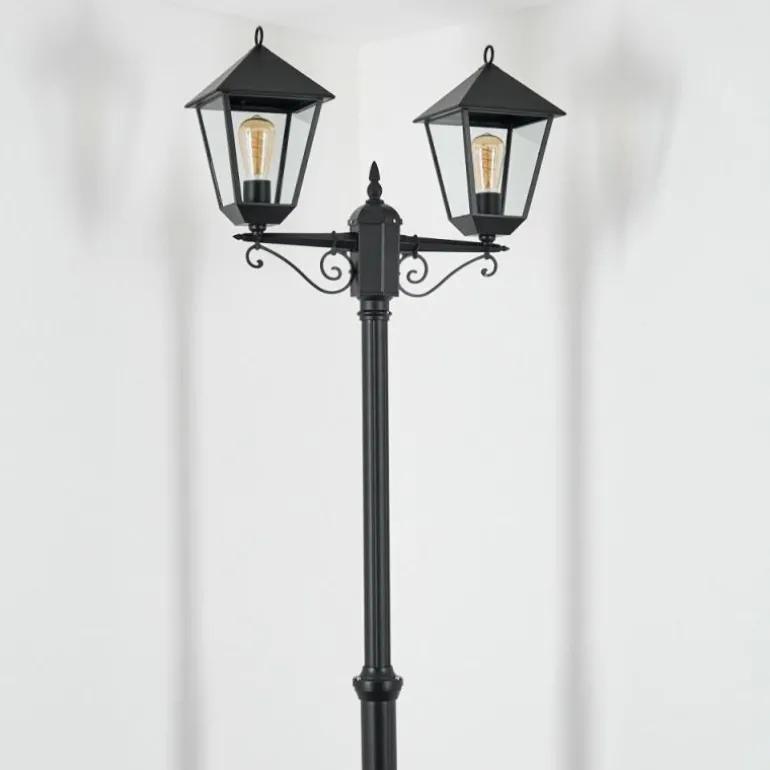 Anfei Luminaire extérieur, Réverbère, Eclairage de chemin Noir, 2 lumières