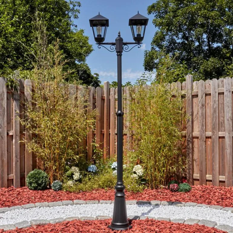 Anfei Luminaire extérieur, Réverbère, Eclairage de chemin Noir, 2 lumières