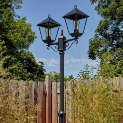 Anfei Luminaire extérieur, Réverbère, Eclairage de chemin Noir, 2 lumières