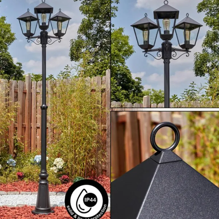 Anfei Luminaire extérieur, Réverbère, Eclairage de chemin Noir, 3 lumières