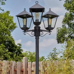 Anfei Luminaire extérieur, Réverbère, Eclairage de chemin Noir, 3 lumières