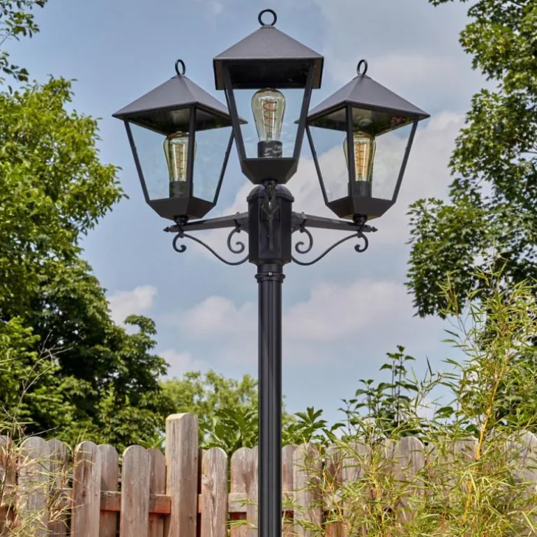 Anfei Luminaire extérieur, Réverbère, Eclairage de chemin Noir, 3 lumières